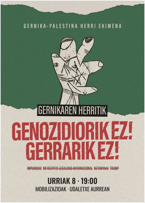 Elkarretaratzea: 'Genozidiorik ez! Gerrarik ez'