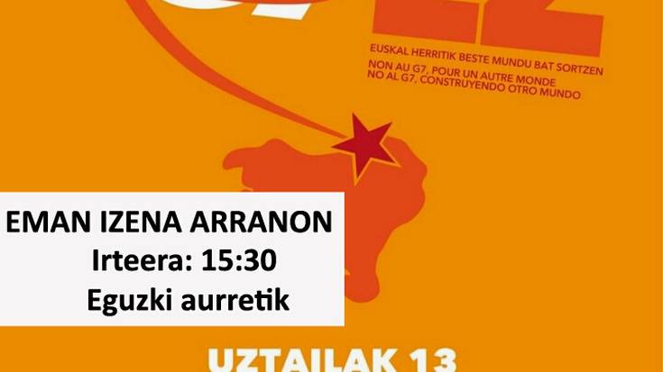 G7aren aurkako larunbat honetako manifestaziora joateko autobusa antolatu dute Zarauztik