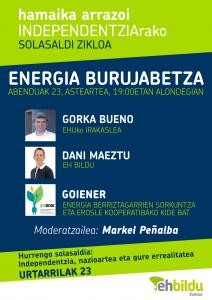 Energia burujabetzari buruzko solasaldia asteartean