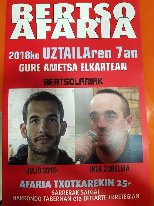Mus txapelketa eta bertso afaria antolatu ditu Narrondoko Gure Ametsa elkarteak
