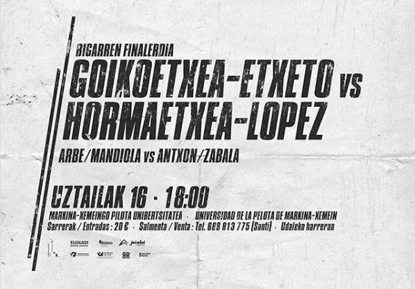 Goikoetxeak eta Lopezek Markinan jokatuko duten partidarako sarrerak salgai daude