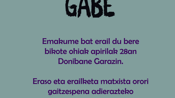 Donibane Garaziko erailketa matxista salatzeko elkarretaratzea izango da asteazkenean