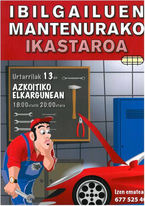 Ibilgailuen mantenurako ikastaroa antolatu du Azkoitiko Udalak