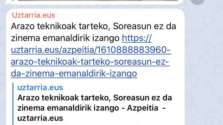 Uztarriak ere martxan du Telegram kanala