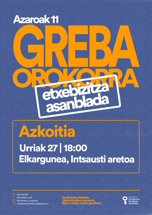 Asanblada: azaroaren 11ko greba orokorra
