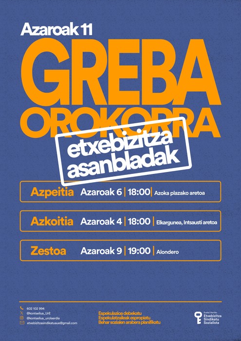 Asanblada: azaroaren 11ko greba orokorra