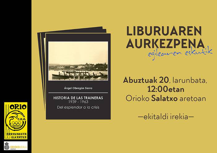 Arraunari buruzko liburua aurkeztuko du Angel Obregonek Orion