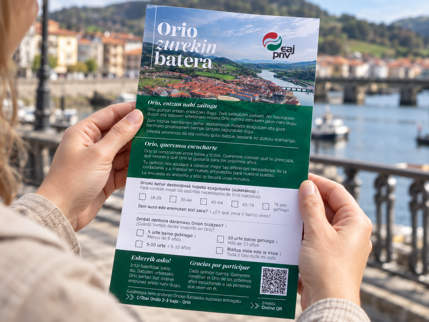 Orioko EAJk galdetegi bat banatu du etxez etxe, "herritarren kezka, behar eta proposamen nagusiak" ezagutzeko