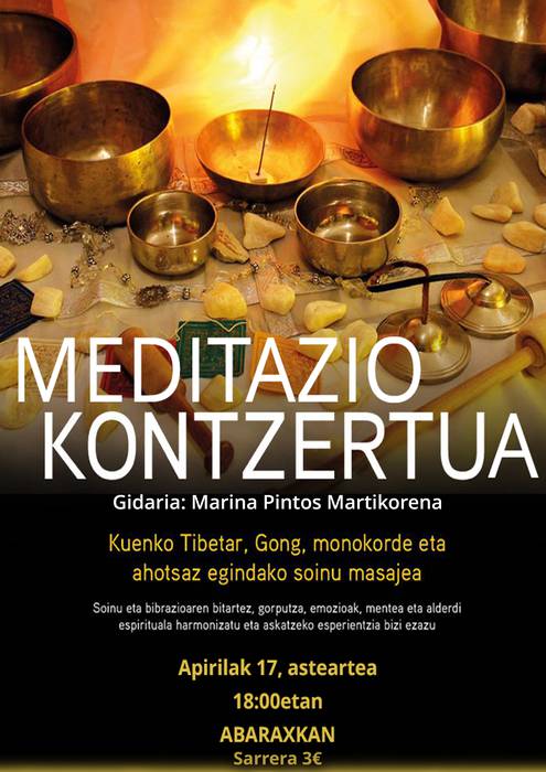 Marina Pintosen meditazio kontzertua izango da bihar, Azkoitian