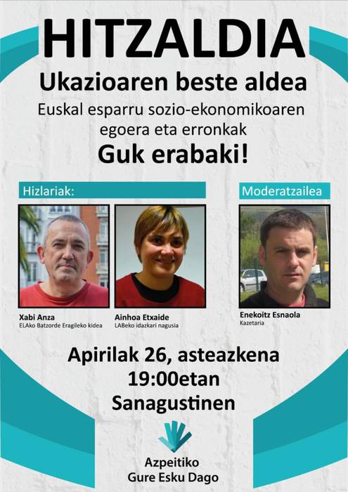 'Euskal esparru sozioekonomikoaren egoera eta erronkak' hitzaldia izango da Azpeitian hilaren 26an