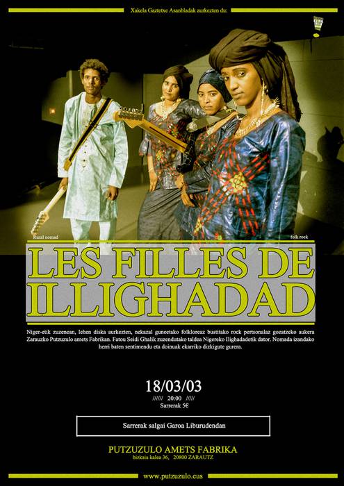 ZOZKETA: Les Filles de Illighadad musika taldearen kontzerturako sarrerak