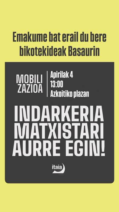 Elkarretaratzea: 'Indarkeria matxistari aurre egin!'