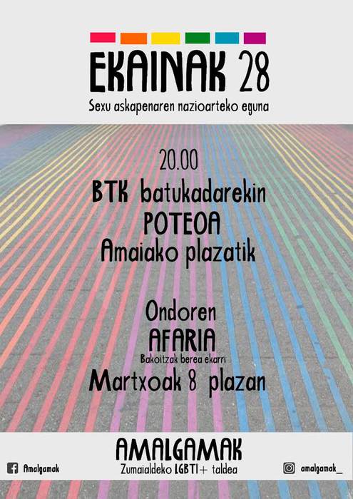 Amalgamak taldeak ekitaldiak egingo ditu bihar, sexu askapenaren nazioarteko egunean