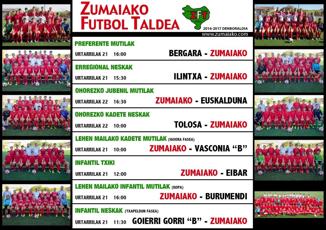 Astebukaerako Zumaiko Futbol Taldearen partiduak  