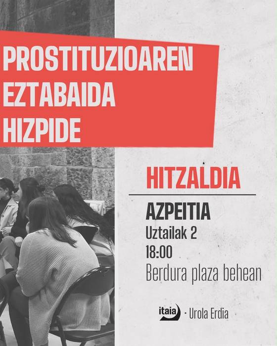Hitzaldia: 'Prostituzioaren eztabaida hizpide'