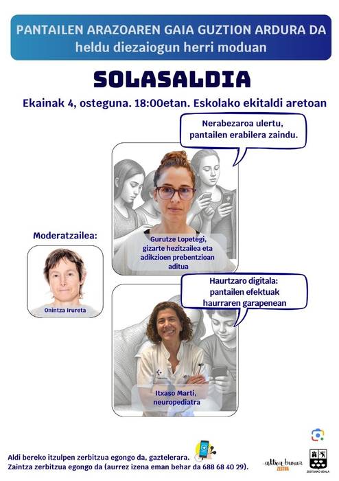 Hitzaldia: 'Pantailen arazoaren gaia guztion ardura da'