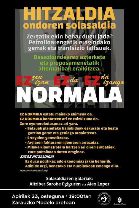 Hitzaldia: 'Petrolioa, gerrak eta trantsizio faltsuak'