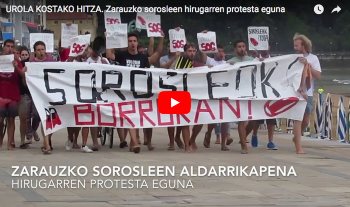 Bideoa: Zarauzko sorosleen hirugarren protesta eguna