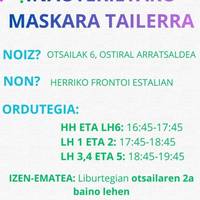 Inauterietako maskarak egiten ikasteko tailerra