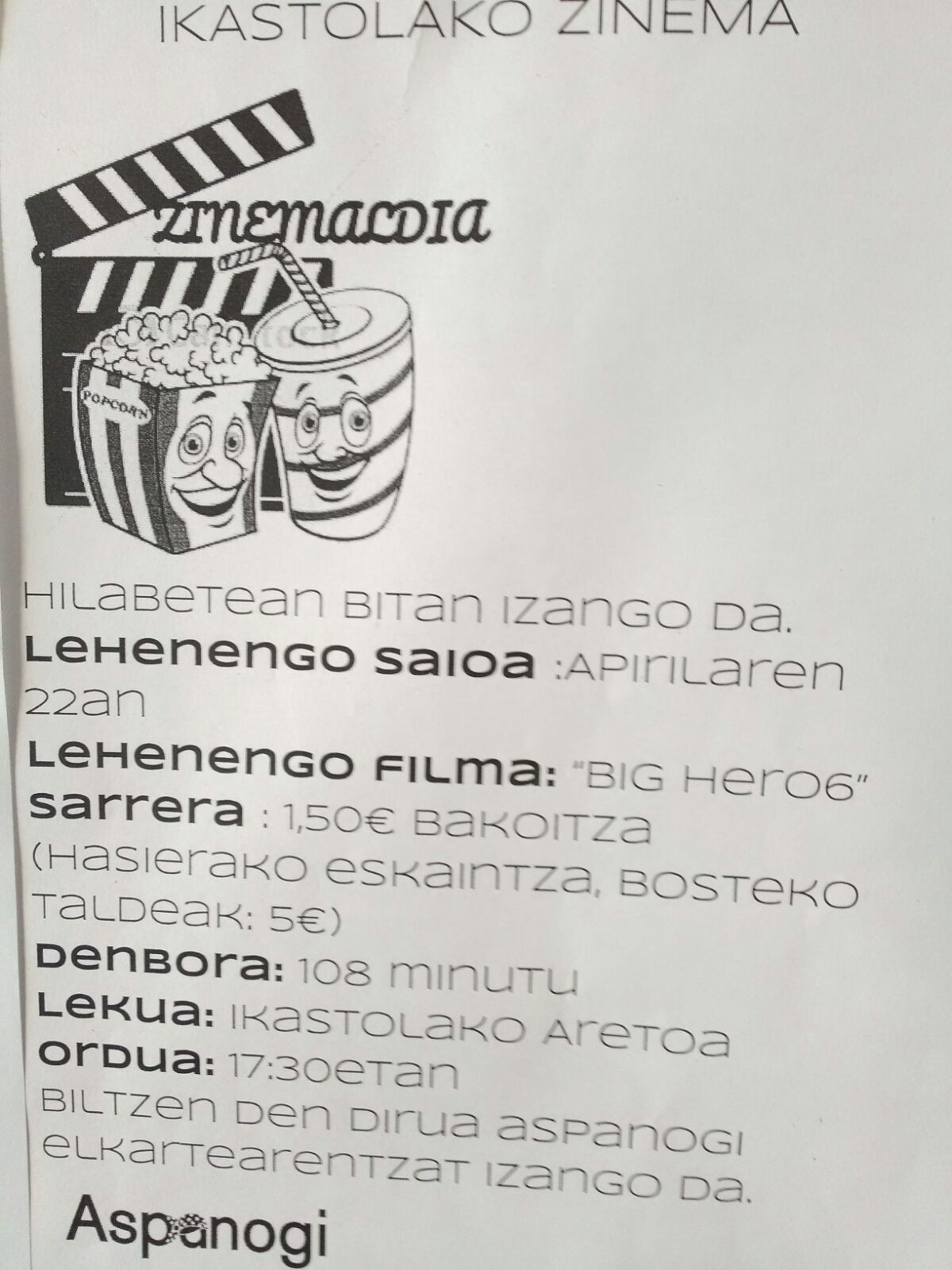 IKASTOLAN ZINEMA IGANDE ARRATSALDEAN