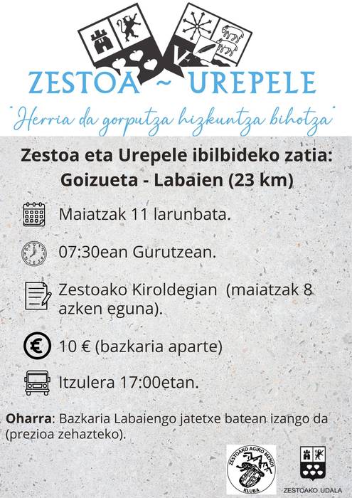 Zestoa-Urepele egitasmoko Goizueta-Labaien ibilaldia