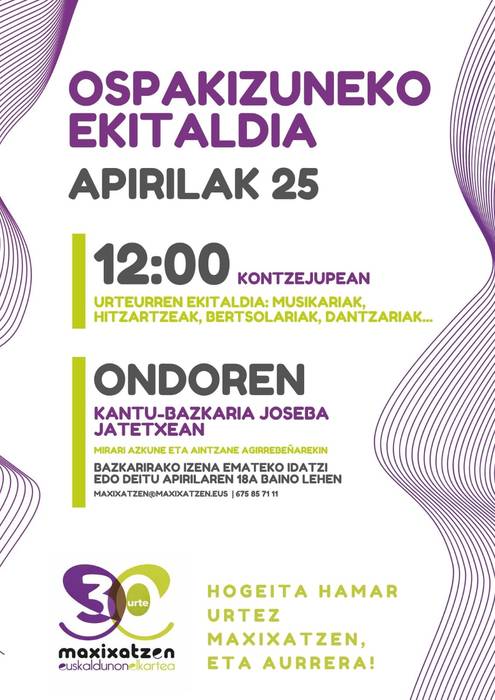Maxixatzenen 30. urteurreneko ospakizun ekitaldia