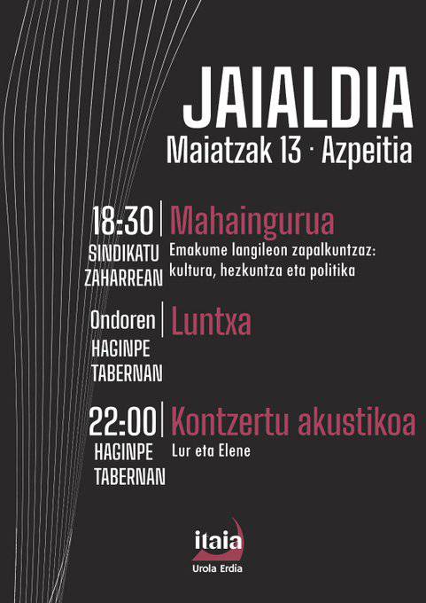 Itaiaren jardunaldiak aurkezteko jaialdia