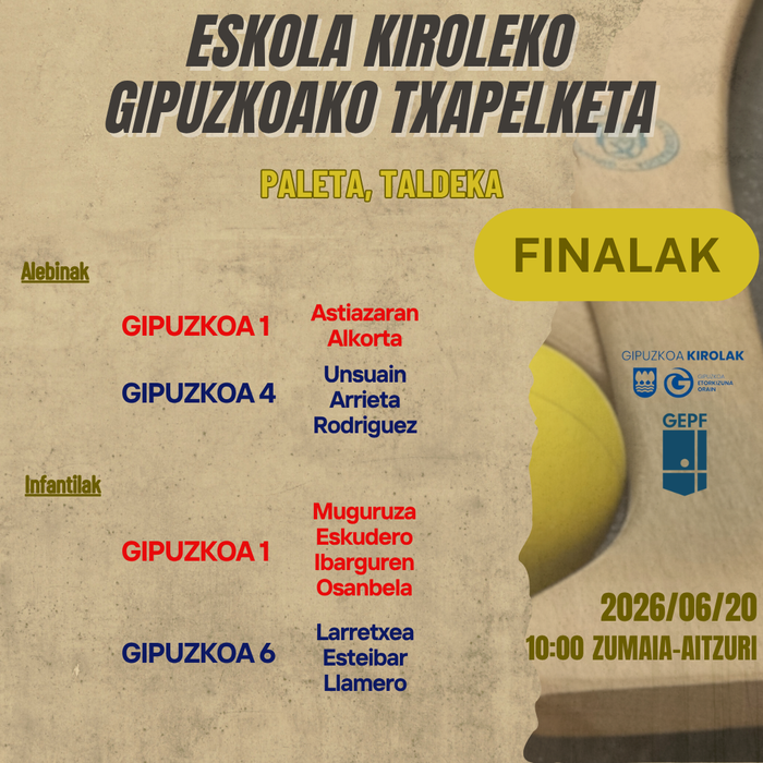 Pilota: Eskola Kiroleko Gipuzkoako txapelketako finalak