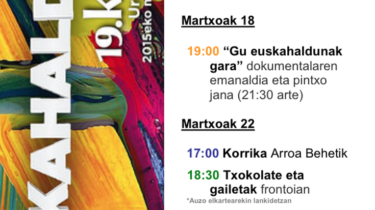 Ederki elkartearen eskutik KORRIKAren egitaraua Arroa Behean