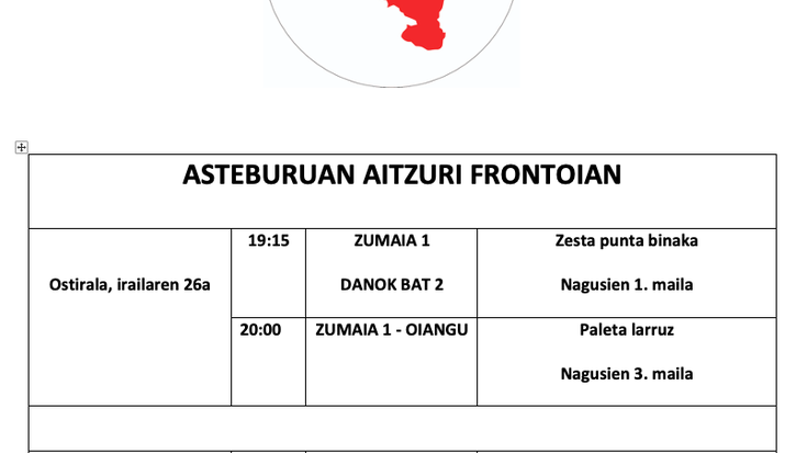 Aste honetako pilota partidak