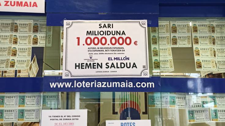 Milioi bateko saria eman du Zumaiako loteria saltokiak
