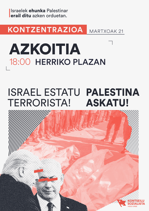 Elkarretaratzea: 'Israel genozida. Palestinar erresistentzia aurrera!'