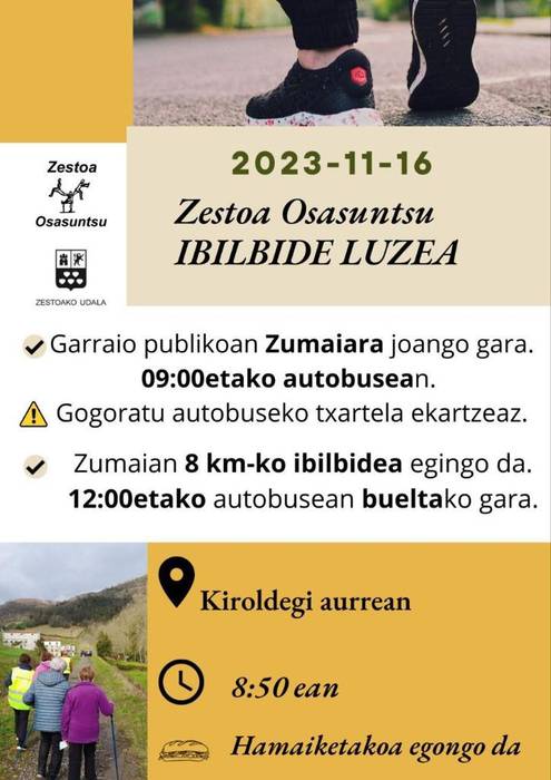 Zestoa Osasuntsu programaren barruan ibilaldi luzea