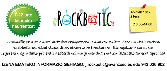 [PUBLIZITATEA] Rockbotic-ek bideo jokoen oinarrizko ikastaroak emango ditu