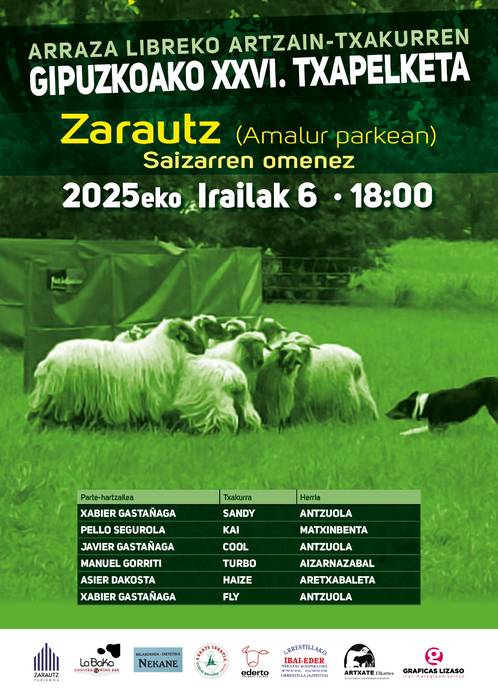 Txapelketa: Arraza Libreko Artzain Txakurren XXVI. Gipuzkoako Txapelketa
