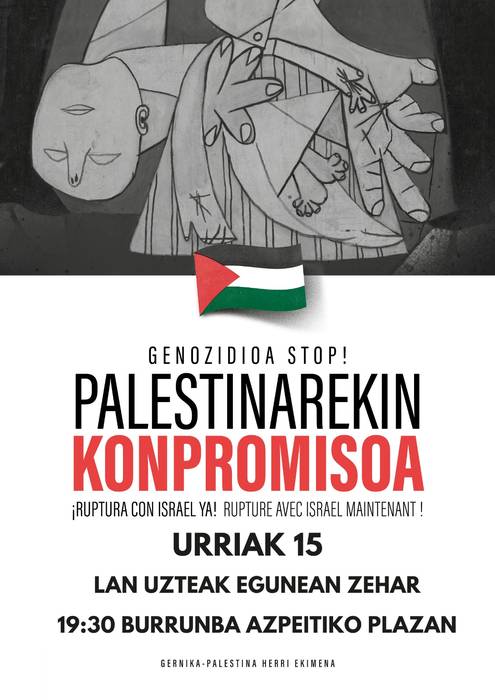 Palestinaren aldeko elkarretaratze zaratatsua, Gernika-Palestinak deituta
