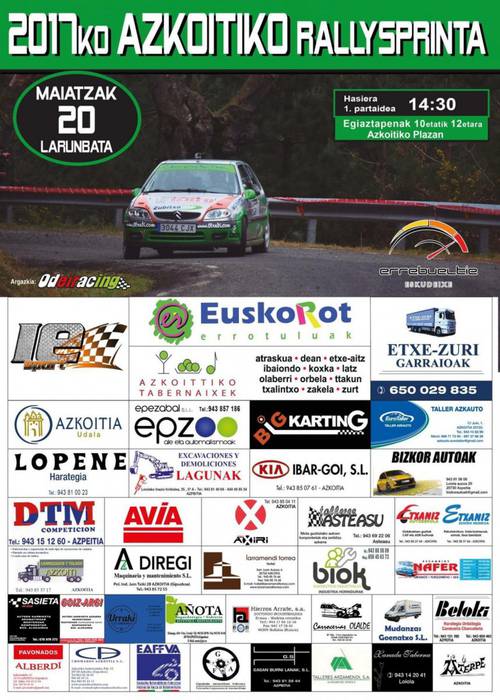 Maiatzaren 20an izango da Azkoitiko Rallysprinta