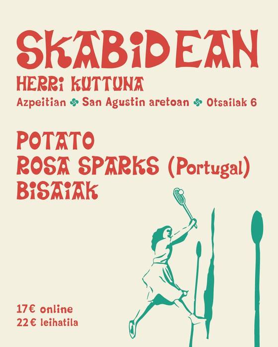 Kontzertuak: Skabidean, Potato, Rosa Sparks eta Bisaiak