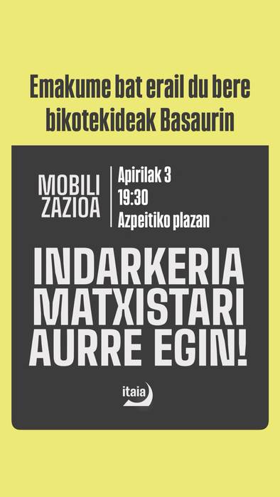 Elkarretaratzea: 'Indarkeria matxistari aurre egin!'