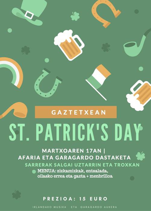 Aizarnazabalgo Gaztetxean San Patrizio eguna ospatuko dute larunbatean