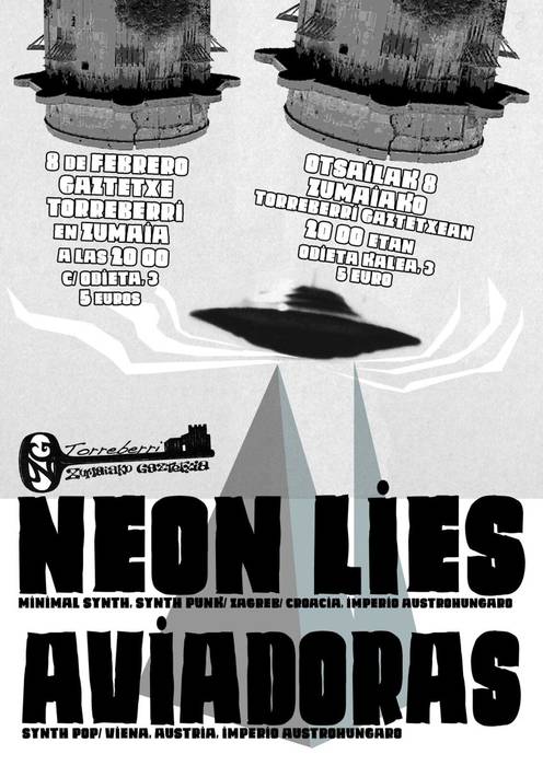 Neon Lies eta Aviadoras taldeen kontzertuak, gaur, Gaztetxean