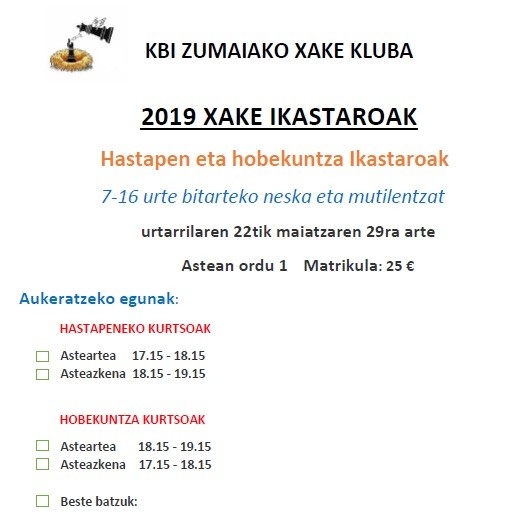 Neguko xake ikastaroak martxan
