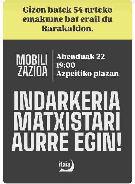 Elkarretaratzea: 'Indarkeria matxistari aurre egin!'