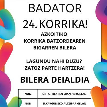 Bilera: Azkoitiko Korrika batzordearen bilera