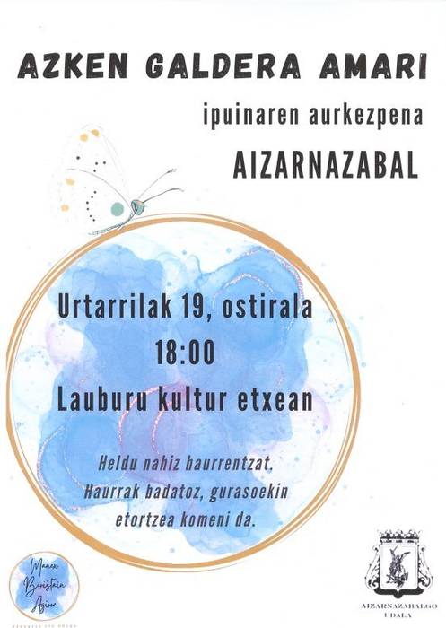 'Azken galdera amari' ipuinaren aurkezpena