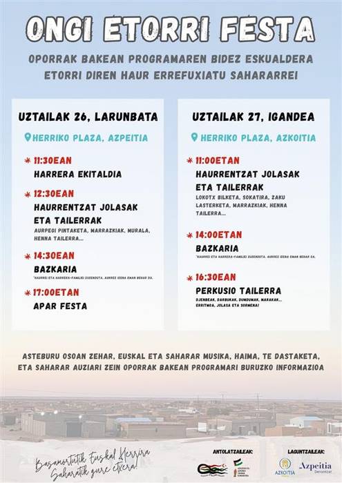 Haur sahararrei harrera ekitaldia