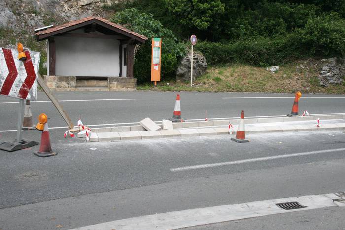 Lanak egiten ari dira tren geltoki ondoko biribilgunean eta Anibarko Portuko autobus geltokian