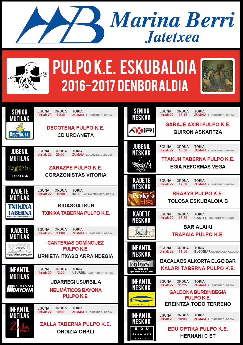 Eskubaloi beteko aste bukaera Zumaian