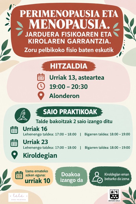Hitzaldia: 'Perimenopausia eta menopausia'