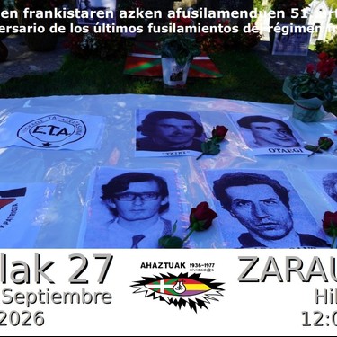 Ekitaldia: Erregimen frankisten azken fusilamenduaren 51. urteurrena
